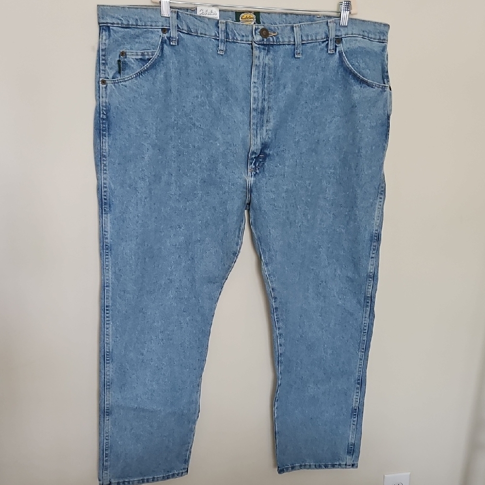 Cabelas Traditional Regular Fit Heavyweight Light Wash Mens Jeans 48x29 NWT